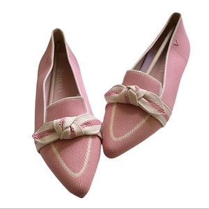 - vivaia michelle bow pointed toe loafers pink
